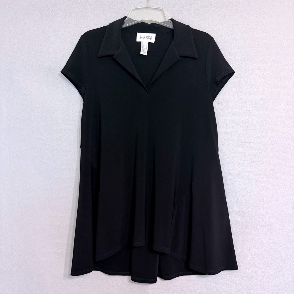 Joseph Ribkoff Women's V-Neck Collared Tunic Top Size 8 Classic Minimalist Flowy